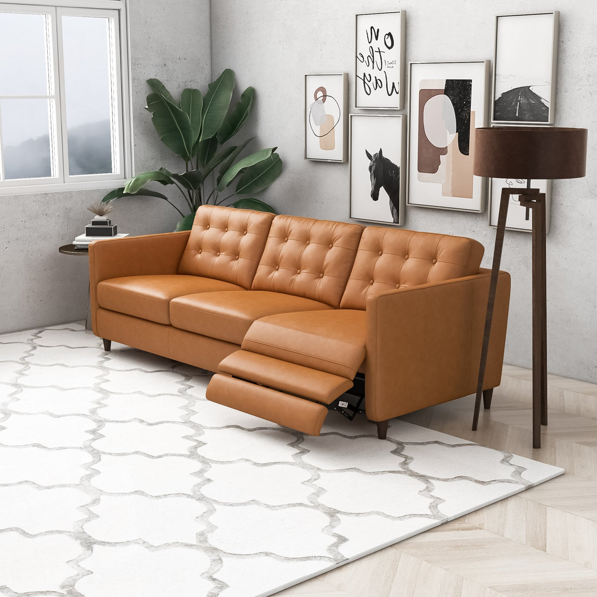 Louis Leather Electric Reclining Sofa -Tan right | MidinMod | TX | Best Furniture stores in Houston