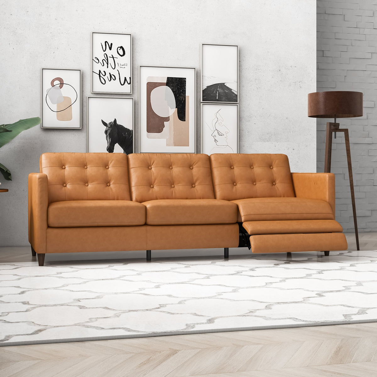Louis Leather Electric Reclining Sofa -Tan right | MidinMod | TX | Best Furniture stores in Houston