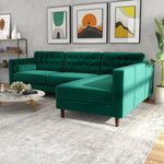 Olson L Shaped Green Sectional Sofa Right Face | MidinMod | Best Furniture stores in Houston