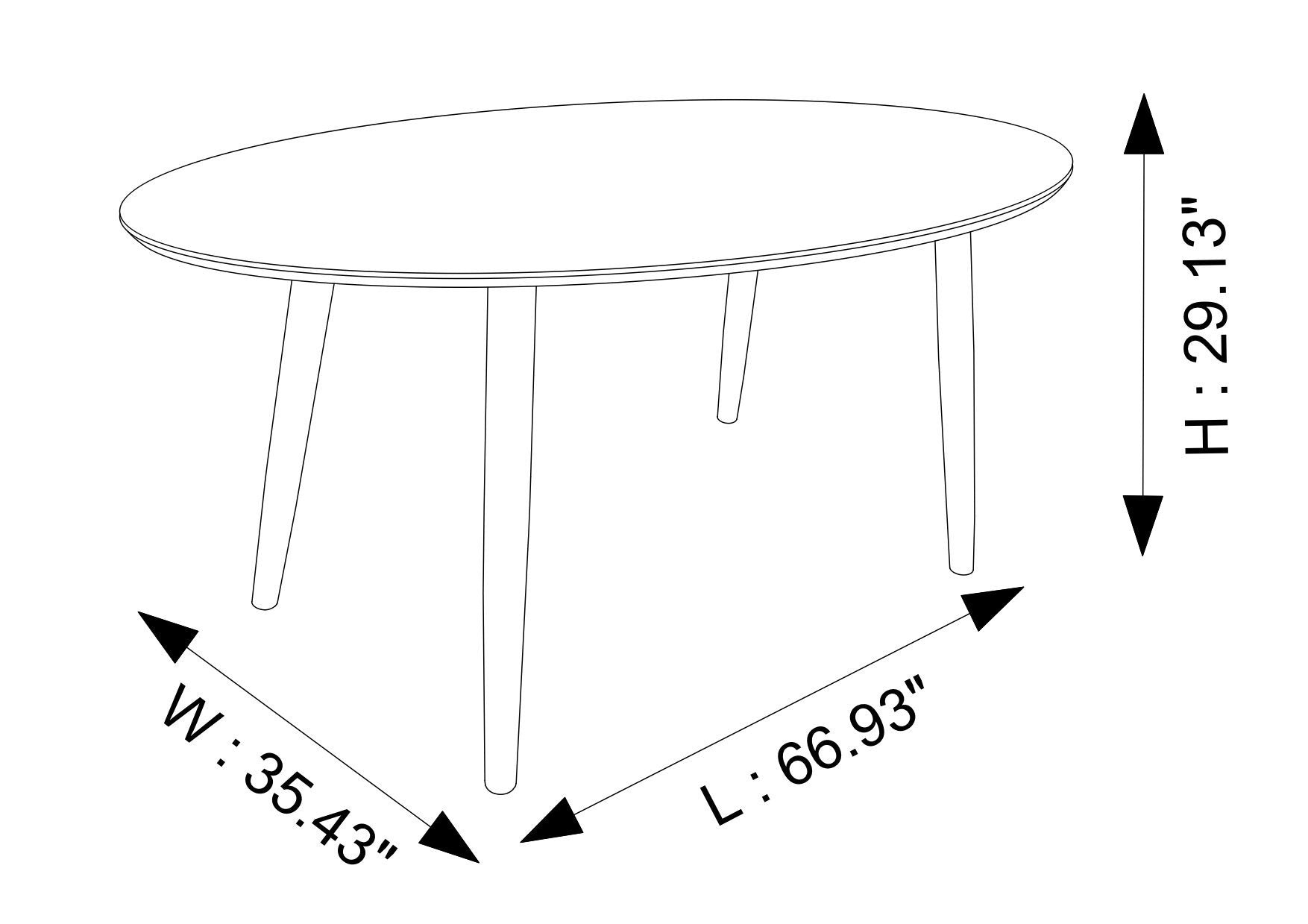 Rixos Oval Dining Table White Top - MidinMod