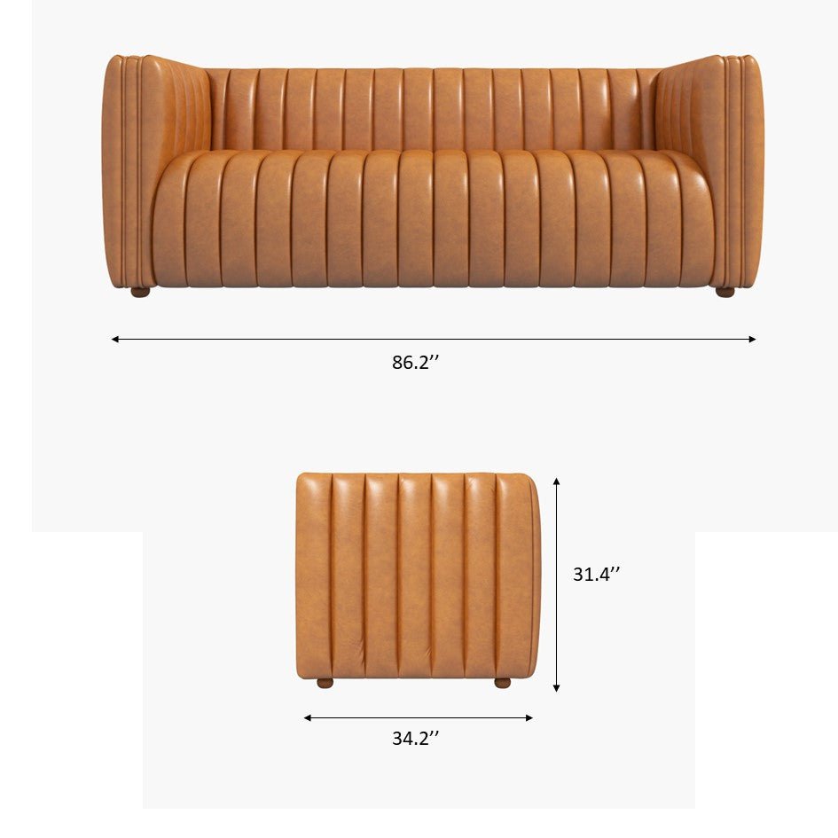 Rosslyn Cognac Leather Sofa - MidinMod