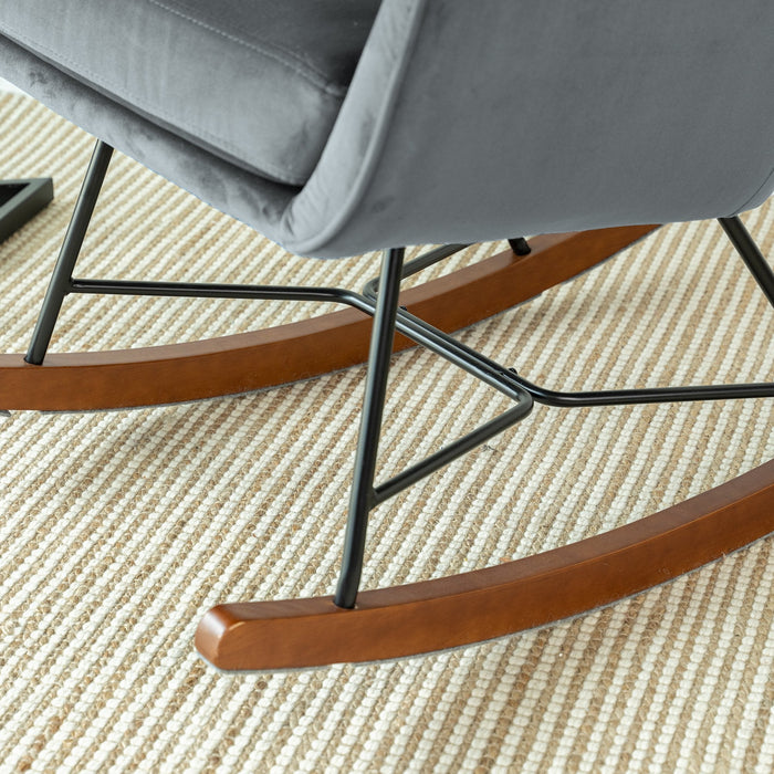 Sahara Gray Velvet Rocking Chair | MidinMod