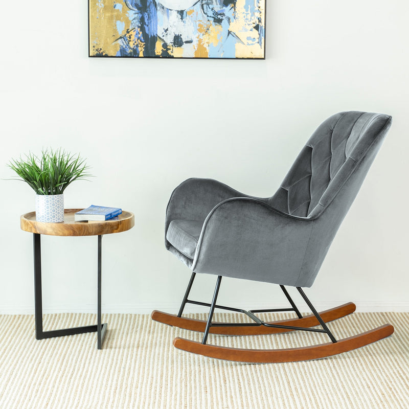 Sahara Gray Velvet Rocking Chair | MidinMod | Houston TX | Best Furniture stores in Houston