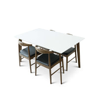 Selena White Dining Set - 4 Winston Black Leather Chairs | MidinMod | TX | Best Furniture stores in Houston