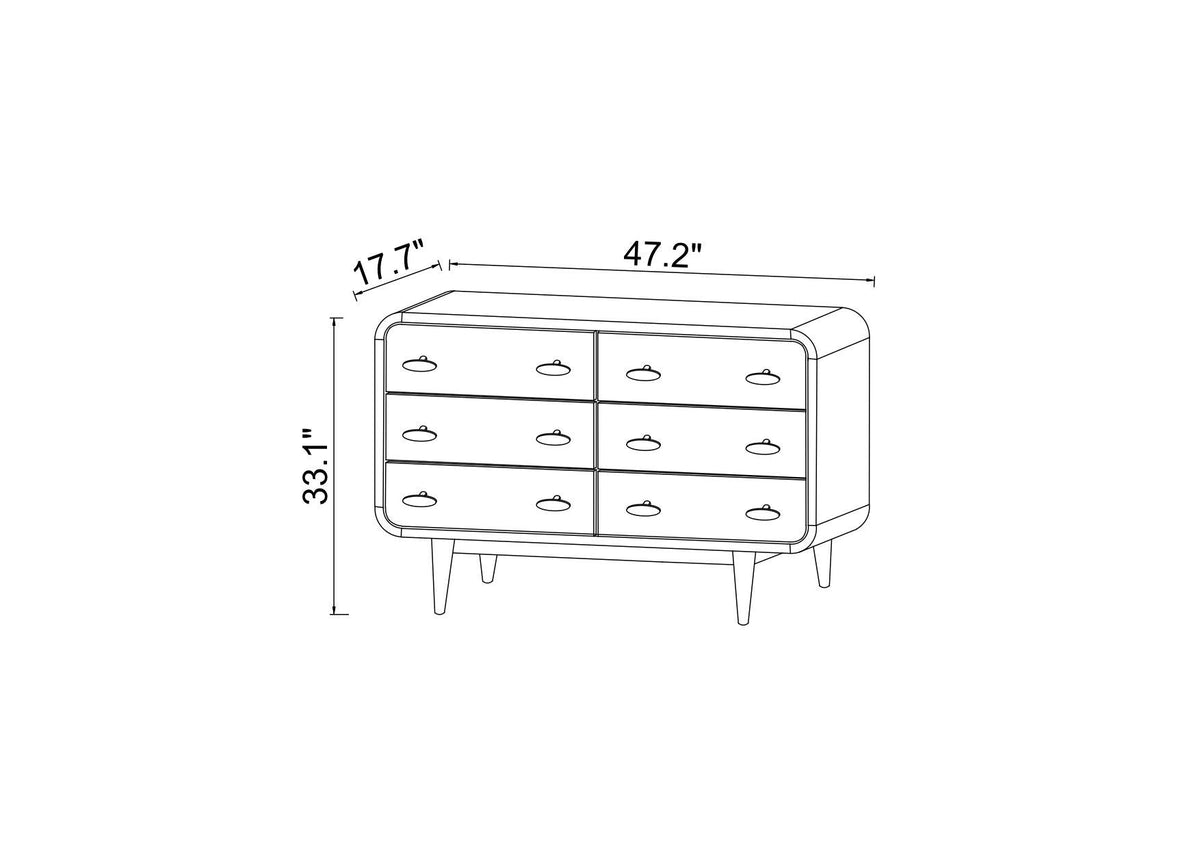 Noak Mid Century Modern Dresser - 6 Drawer, MidinMod
