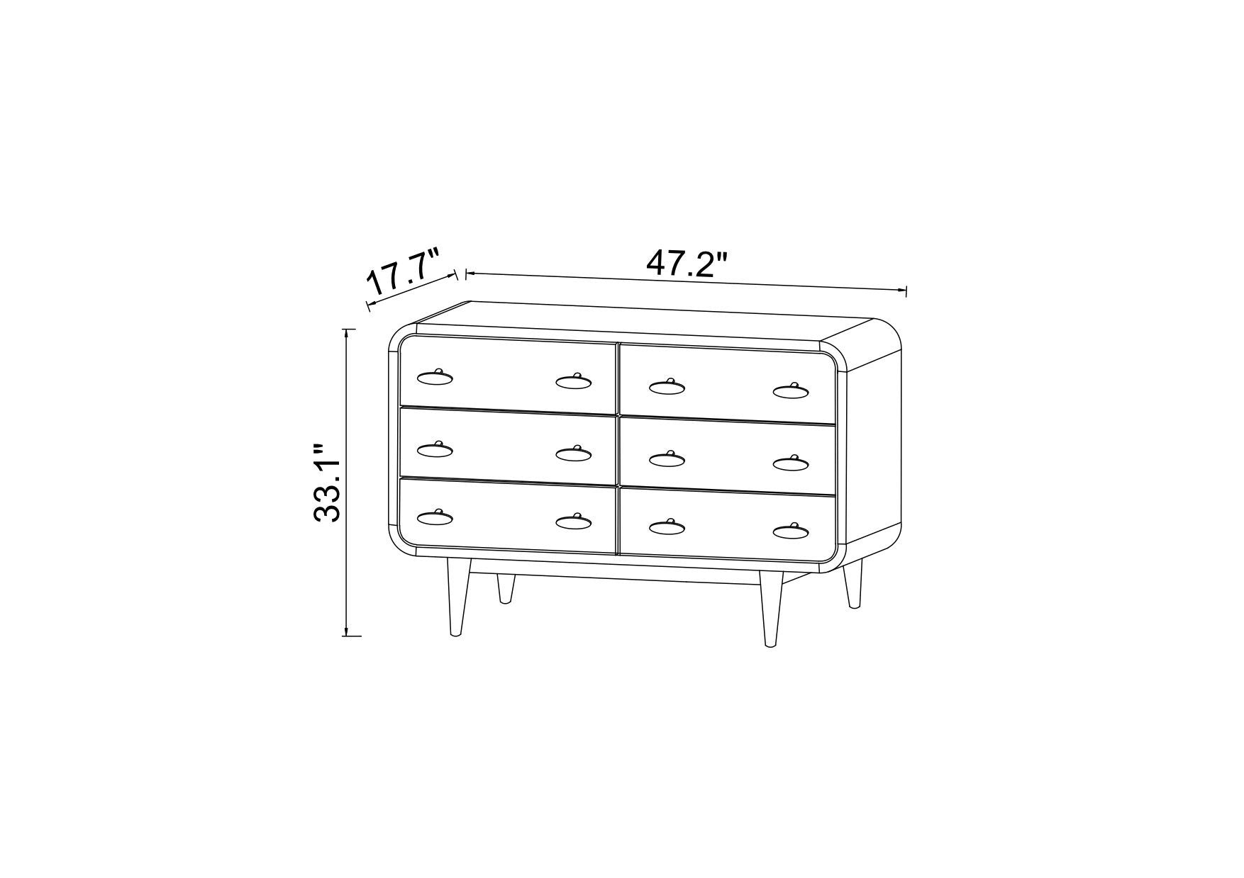 Mid Century Modern Stein Dresser (6 Drawers) - MidinMod