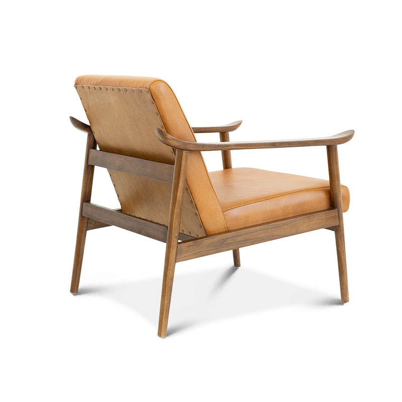Mameda Solid Dark Tan Leather Lounge Chair  | MidinMod | Houston TX | Best Furniture stores in Houston