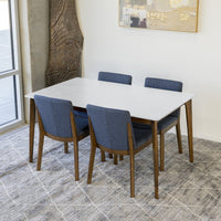 Selena White Top Dining set - 4 Virginia Blue Chairs | TX | Best Furniture stores in Houston