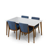 Selena White Top Dining set - 4 Virginia Blue Chairs | TX | Best Furniture stores in Houston