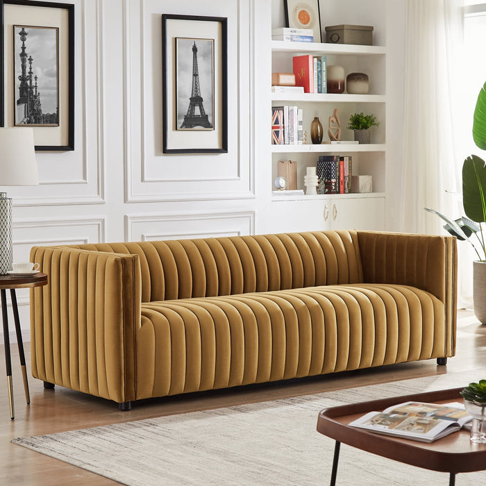 Sierra Gold Velvet Sofa - MidinMod Houston Tx Mid Century Furniture Store - Sofas 2