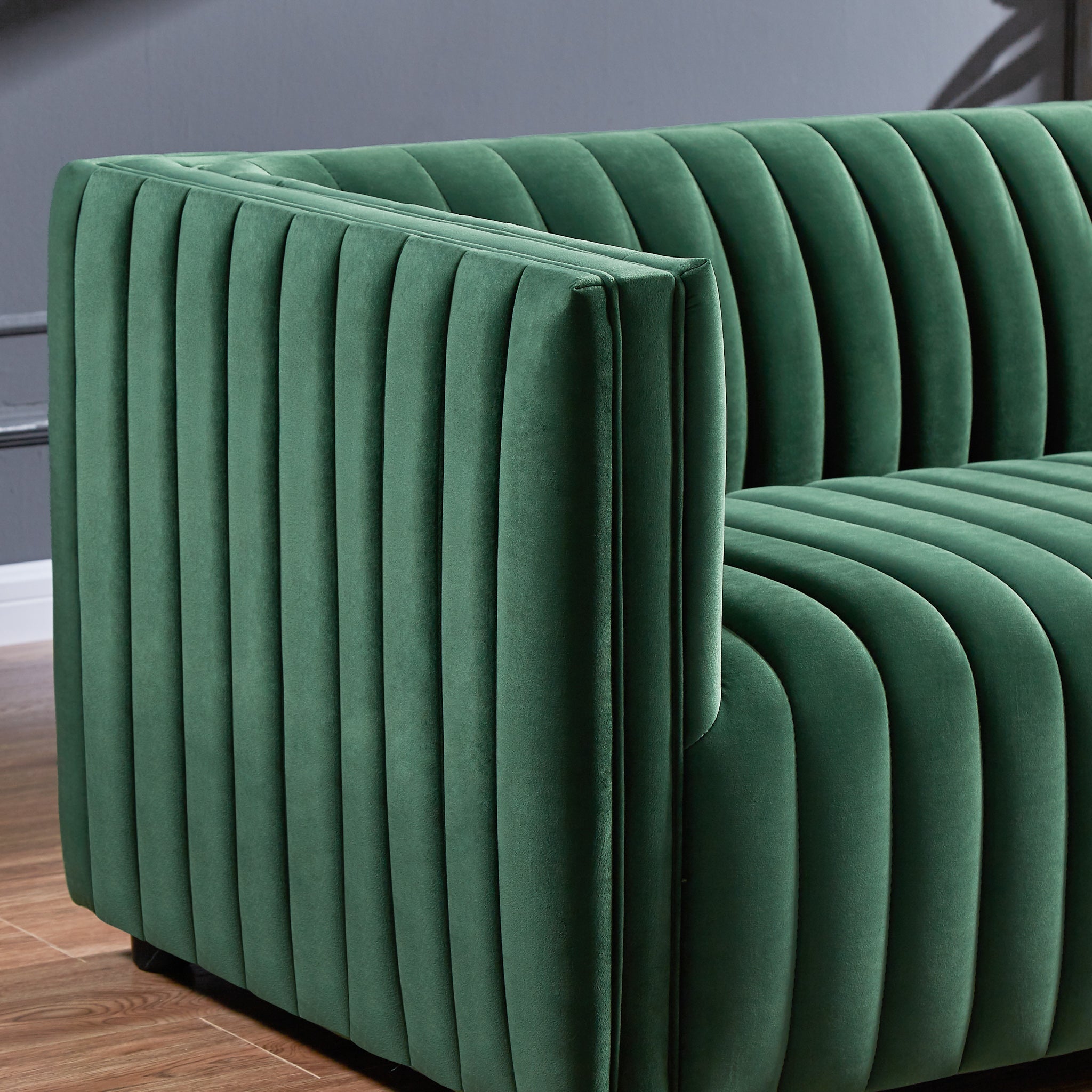 Sierra Dark Green Velvet Sofa - MidinMod