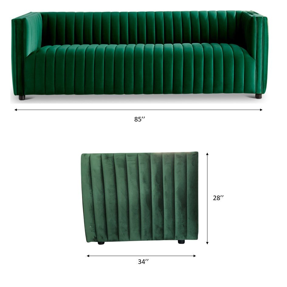 Sierra Dark Green Velvet Sofa - MidinMod