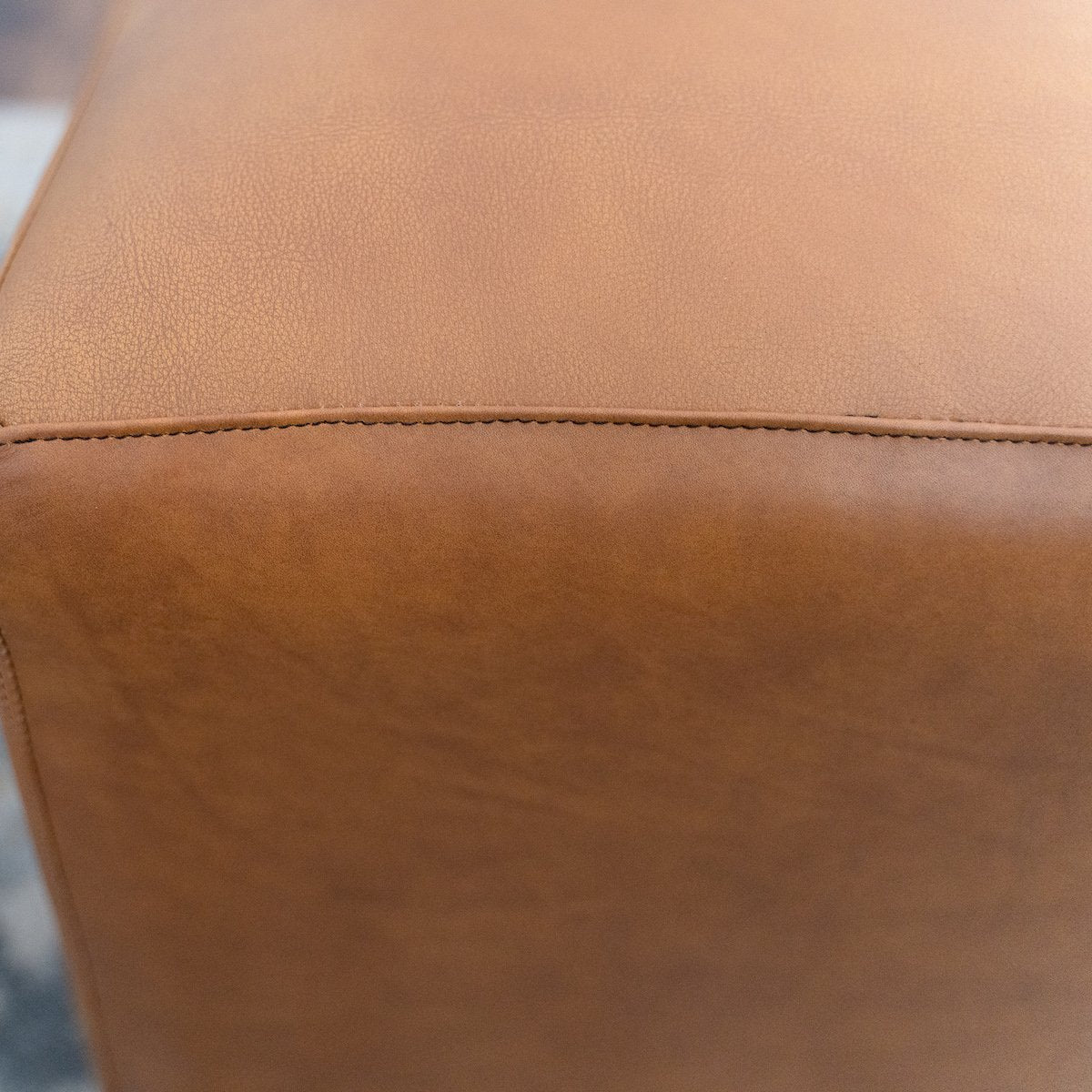 Sislo Tan Leather Ottoman - MidinMod