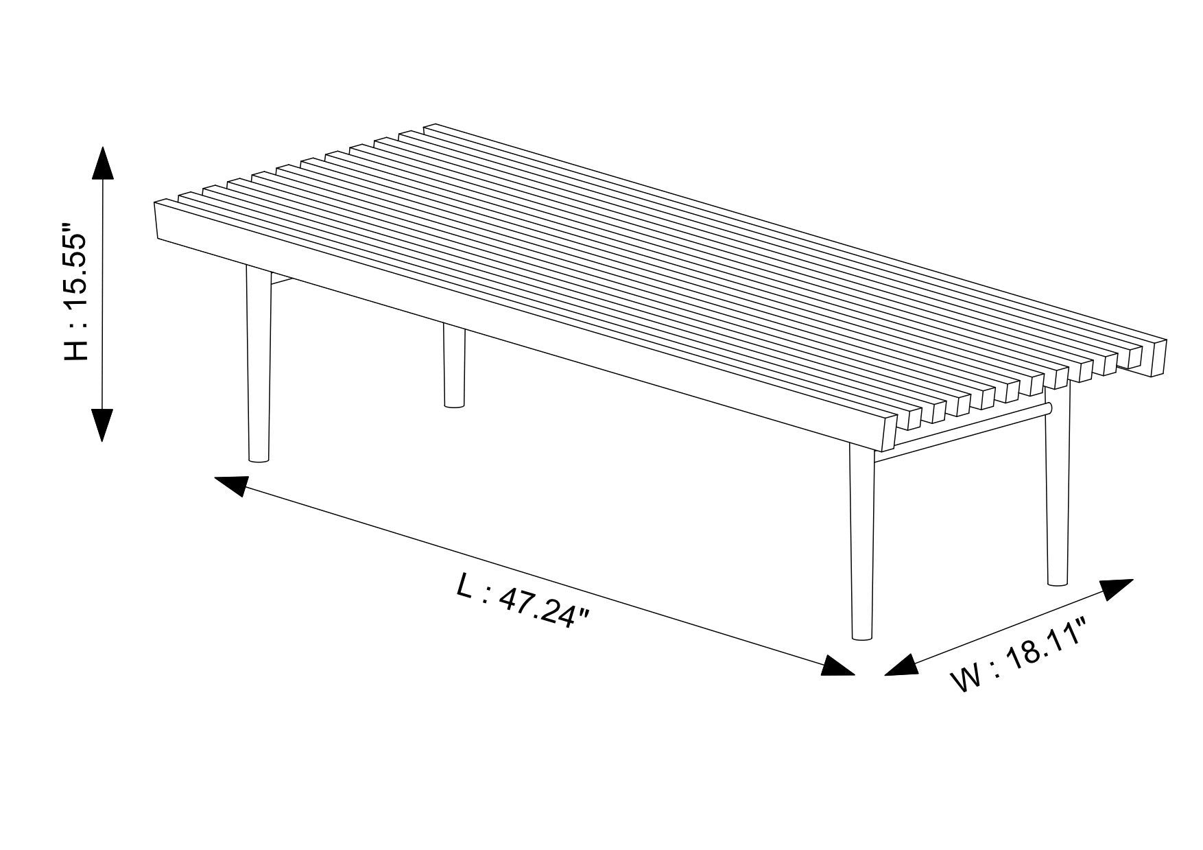 Somerset Mid Century Modern Bench - MidinMod