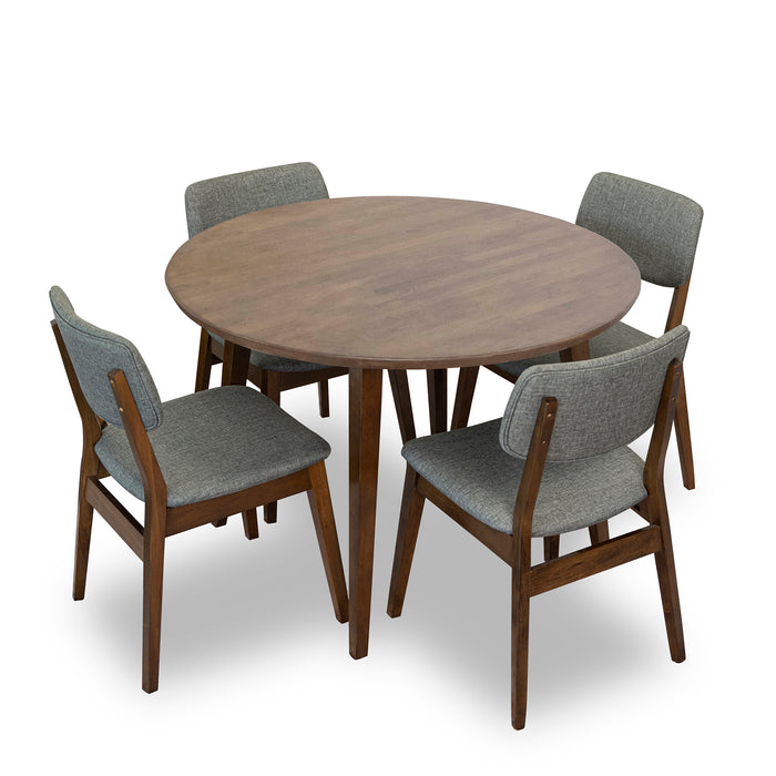 Palmer Dining set with 4 Abbott Dining Chairs (Walnut) | Mid in Mod | Houston TX | Best Furniture stores in Houston
