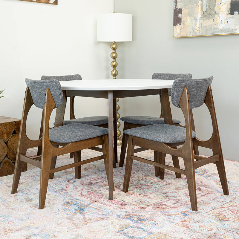Dining Set, Aliana White Table with 4 Collins Gray Chairs - MidinMod Houston Tx Mid Century Furniture Store - Dining Tables 5