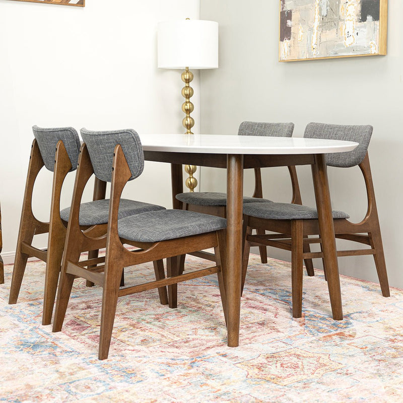 Rixos Walnut Oval Dining Set - 4 Collins Dining Chairs | MidinMod | TX | Best Furniture stores in Houston