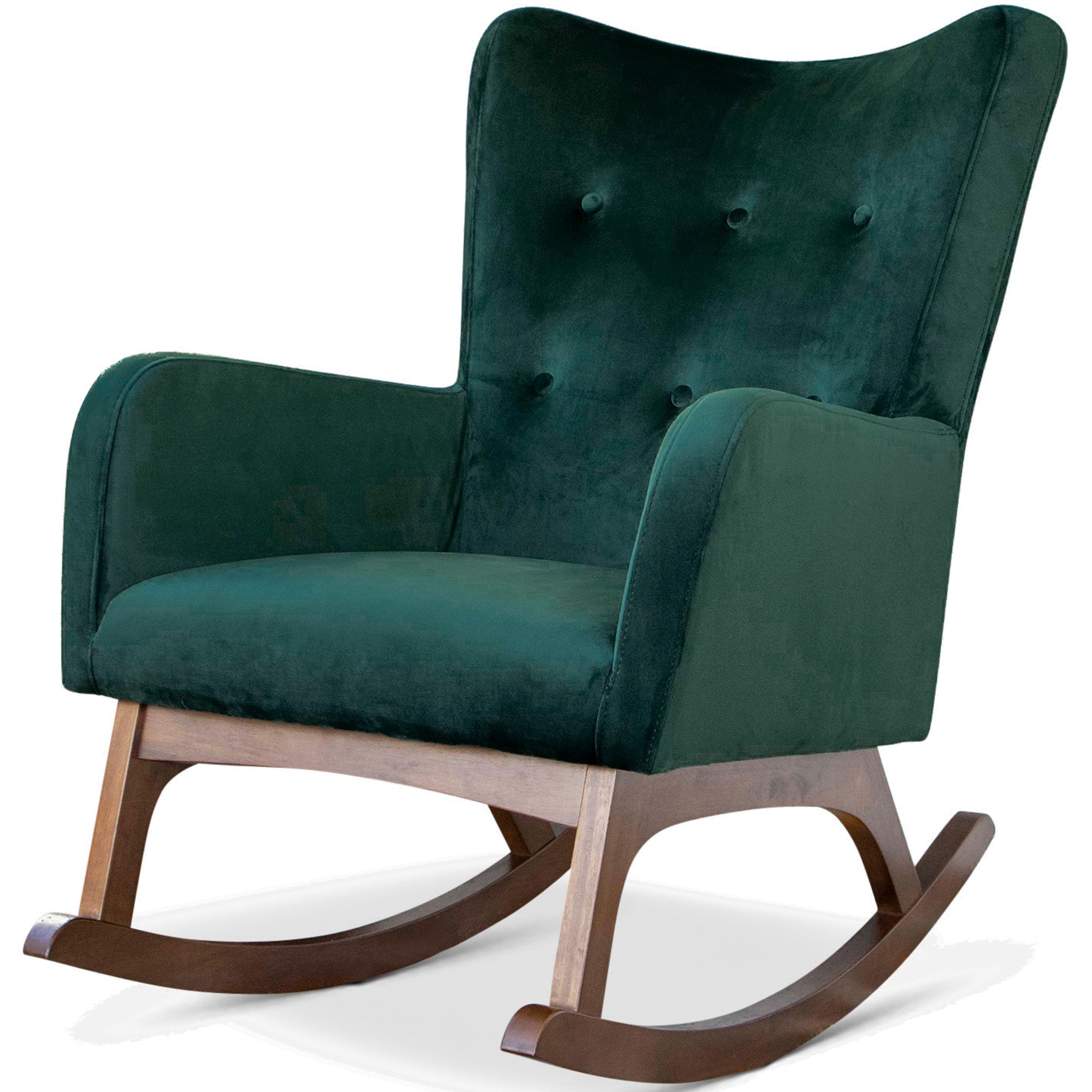 Charlotte Green Velvet Fabric Rocking Chair - MidinMod