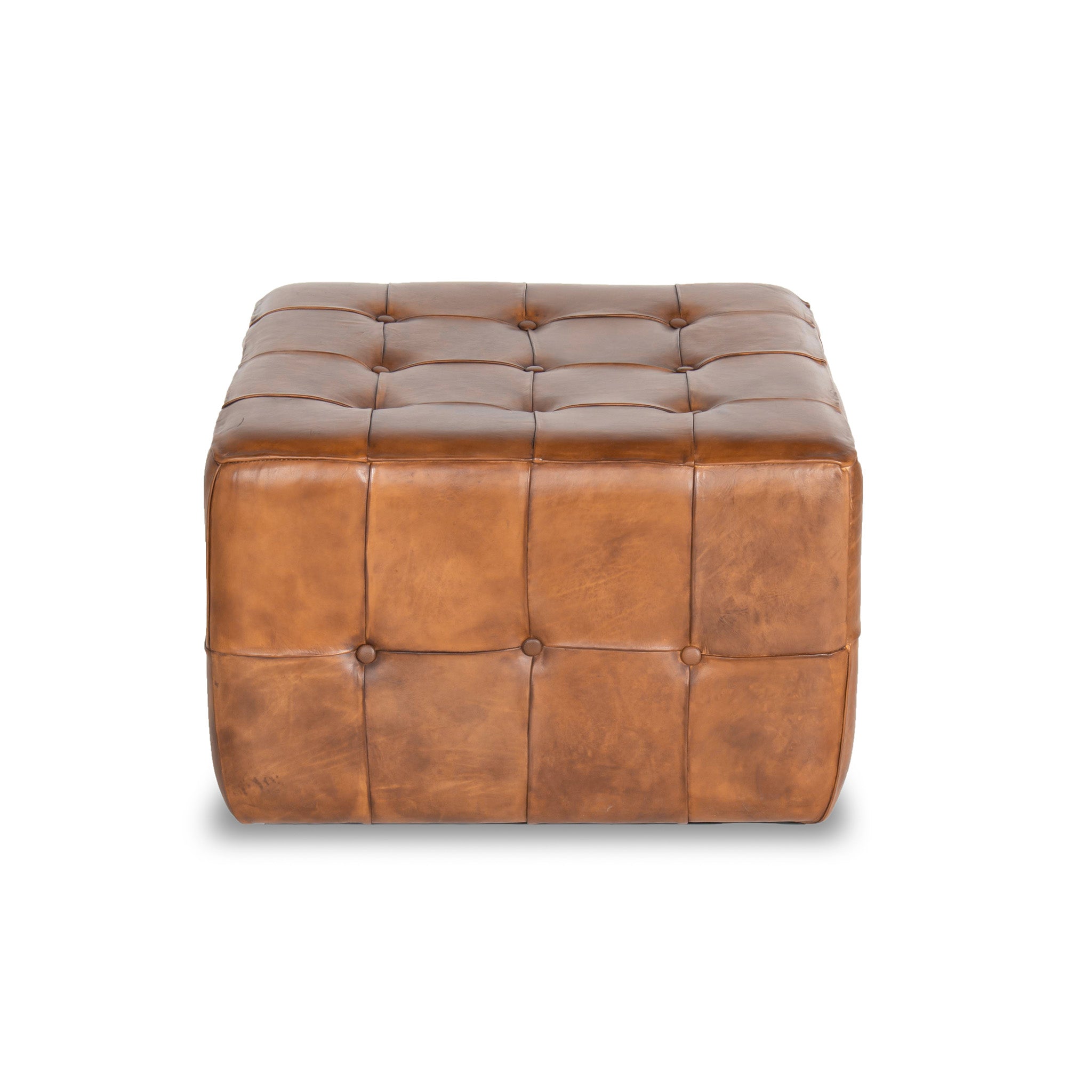 Bunta Antique Leather Large Ottoman - MidinMod