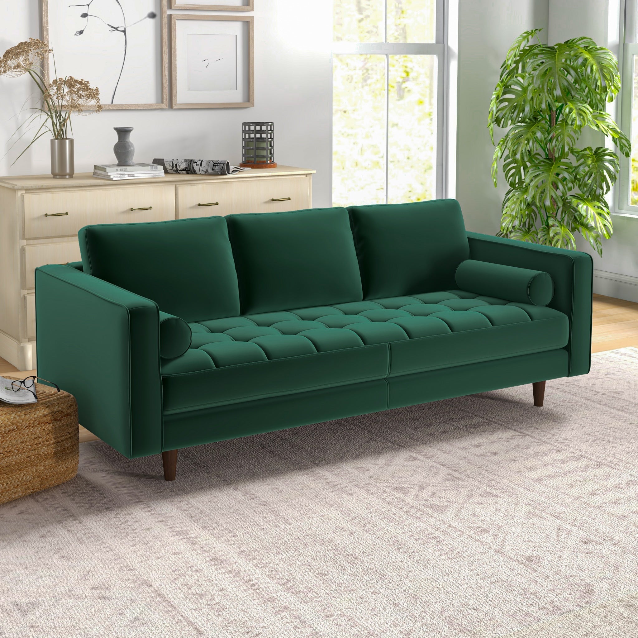 Tessa Dark Green Velvet Sofa 84