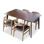 Abbott Large Walnut Dining Set & 4 Zola Black Leather Chairs | Mid in Mod | Houston TX | Best Furniture stores in Houston