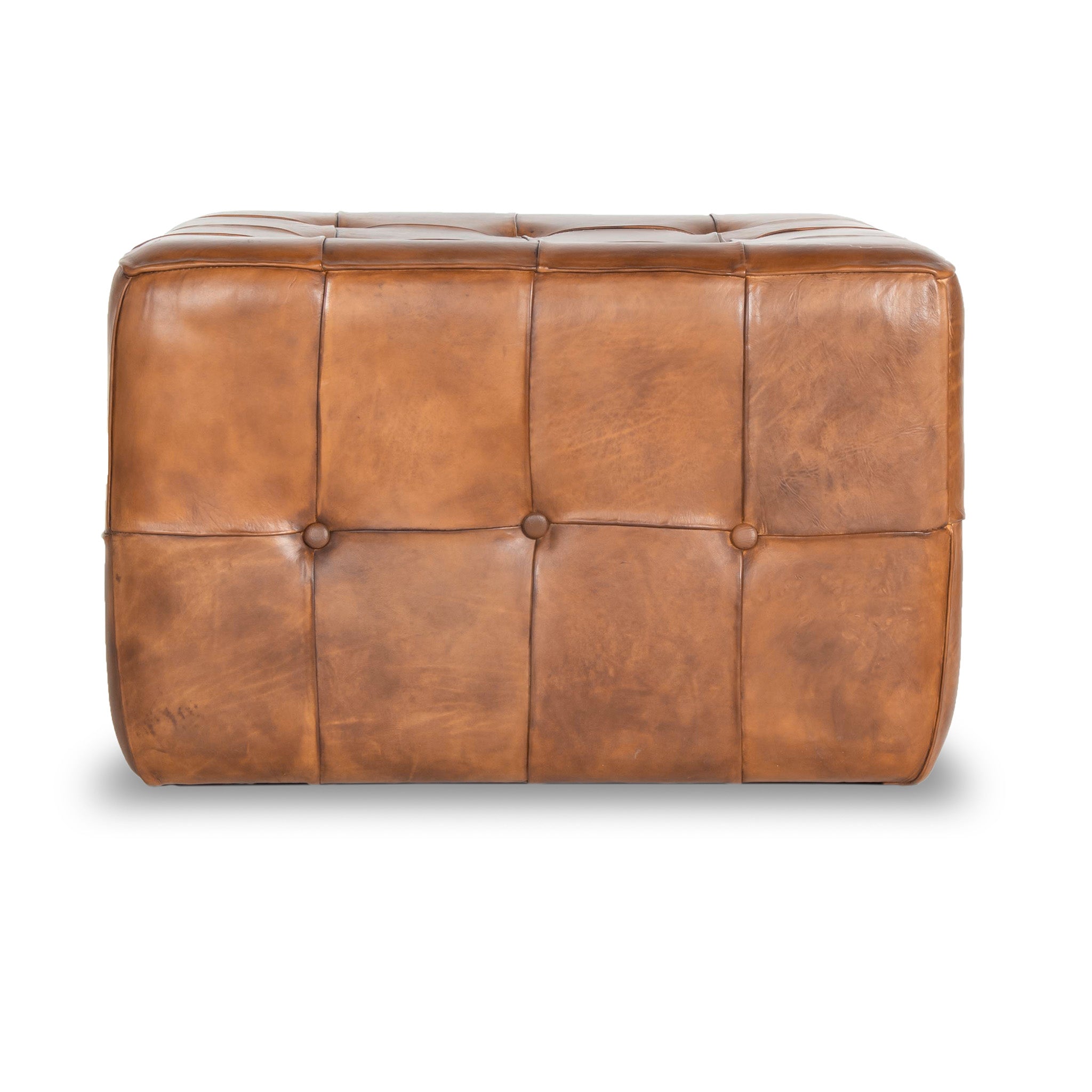 Bunta Antique Leather Large Ottoman - MidinMod