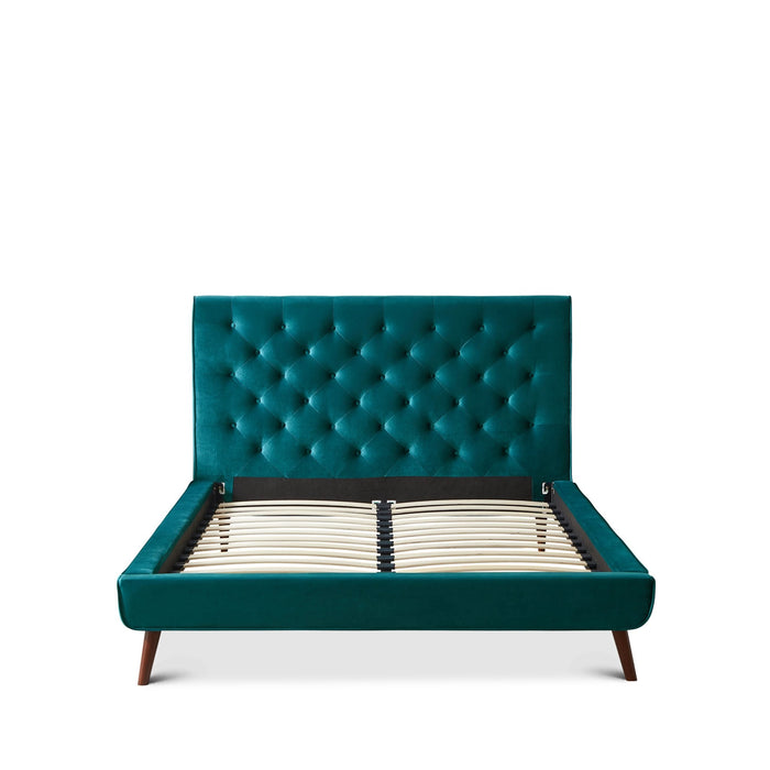 Ashley  Turquoise Velvet Platform Bed  | MidinMod | Houston TX | Best Furniture stores in Houston