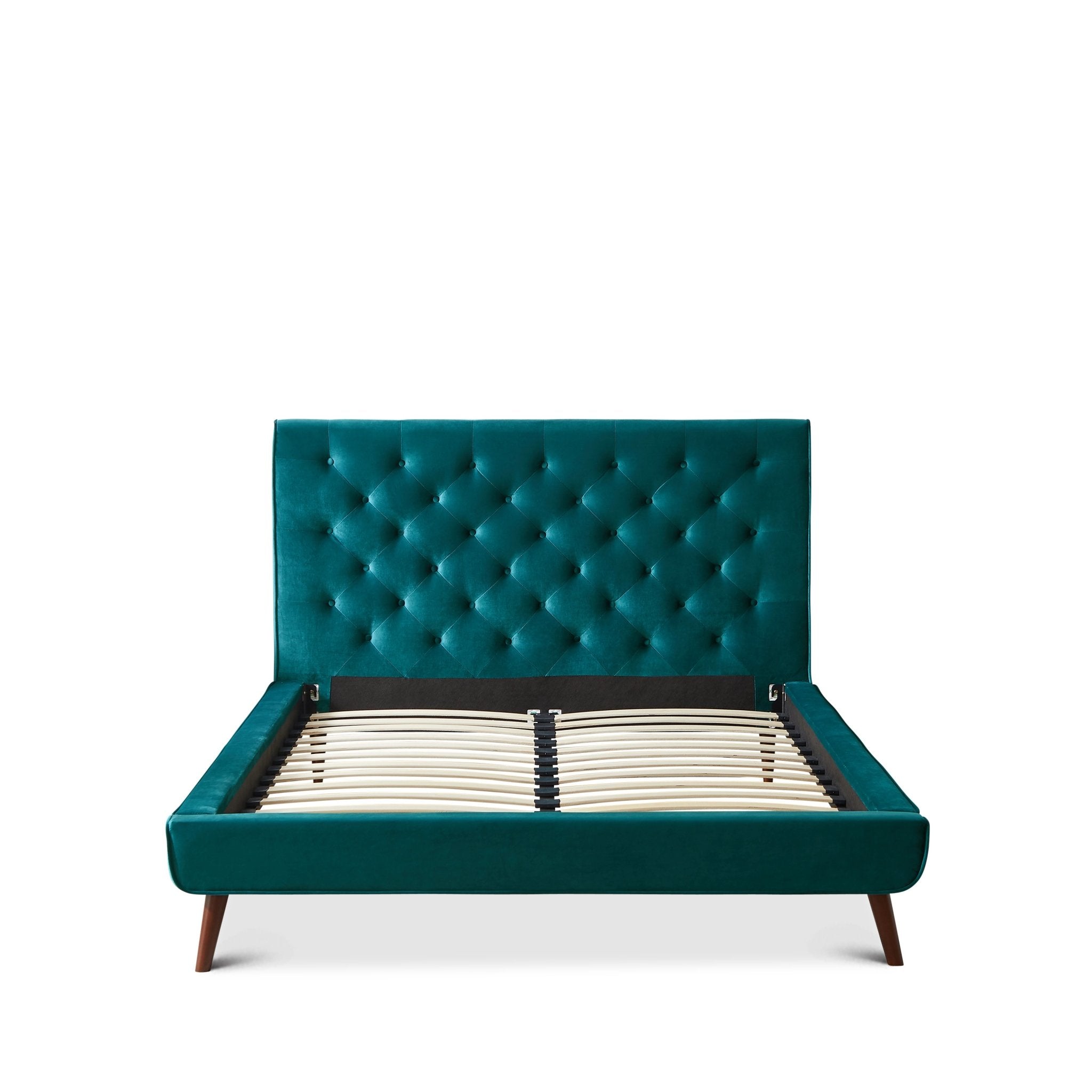 Ashley Queen Turquoise Velvet Platform Bed - MidinMod