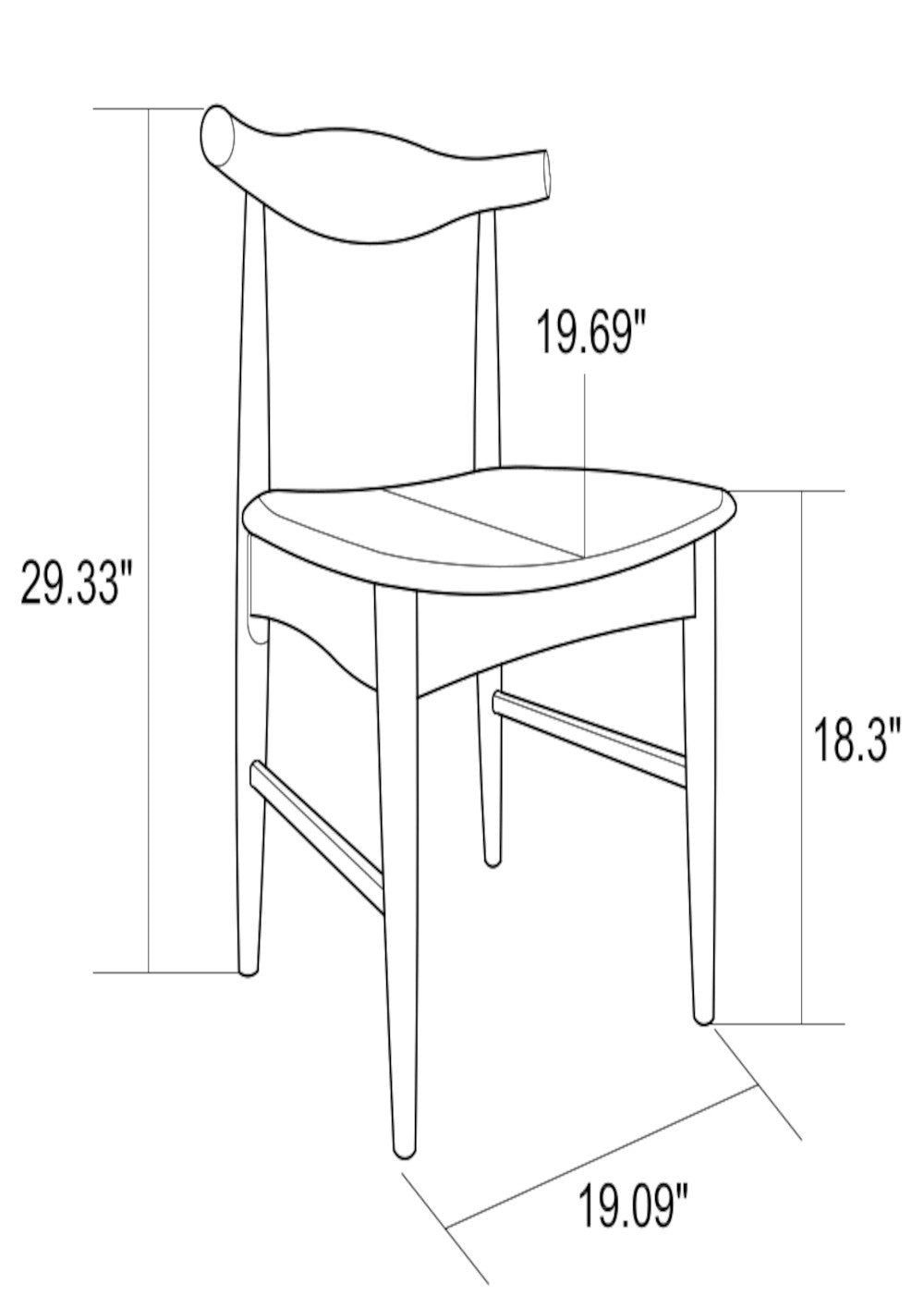 Standard dining discount chair dimensions cm