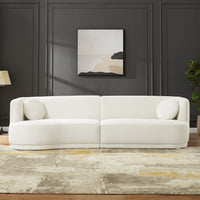 Puff 65 Fabric Sofa, Blanc Boucle