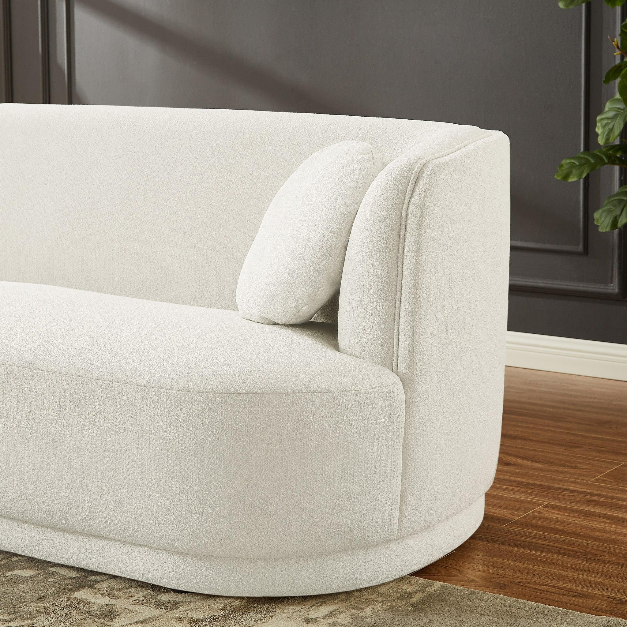 Paris Japandi Curvy White Boucle Sofa - MidinMod