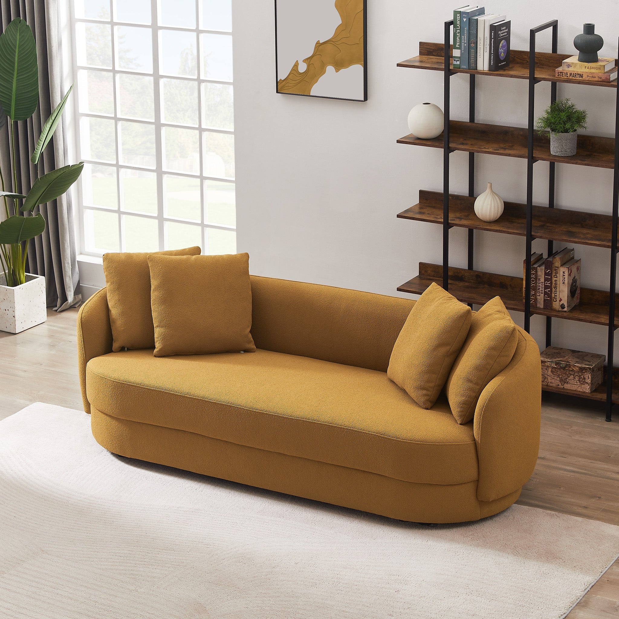 Perth Gold Boucle Sofa - MidinMod