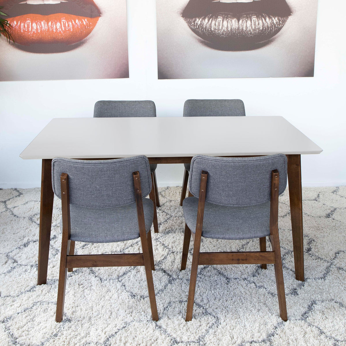 Abbott Dining Set - 4 Abbott Chairs Large White Top | MidinMod | TX | Best Furniture stores in Houston