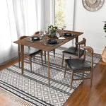 Abbott Large Walnut Dining Set with 4 Winston Black Leather Chairs | Mid in Mod | Houston TX | Best Furniture stores in Houston