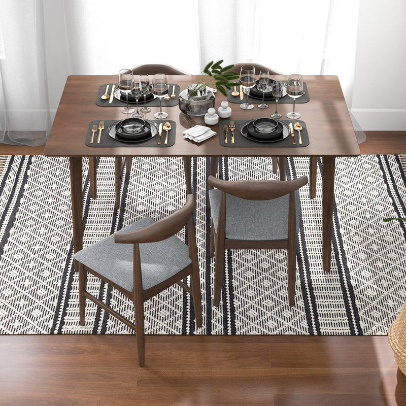 Abbott Large Walnut Dining Set - 4 Winston Gray Fabric Chairs | MidinMod | TX | Best Furniture stores in Houston