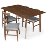 Abbott Large Walnut Dining Set - 4 Winston Gray Fabric Chairs | MidinMod | TX | Best Furniture stores in Houston