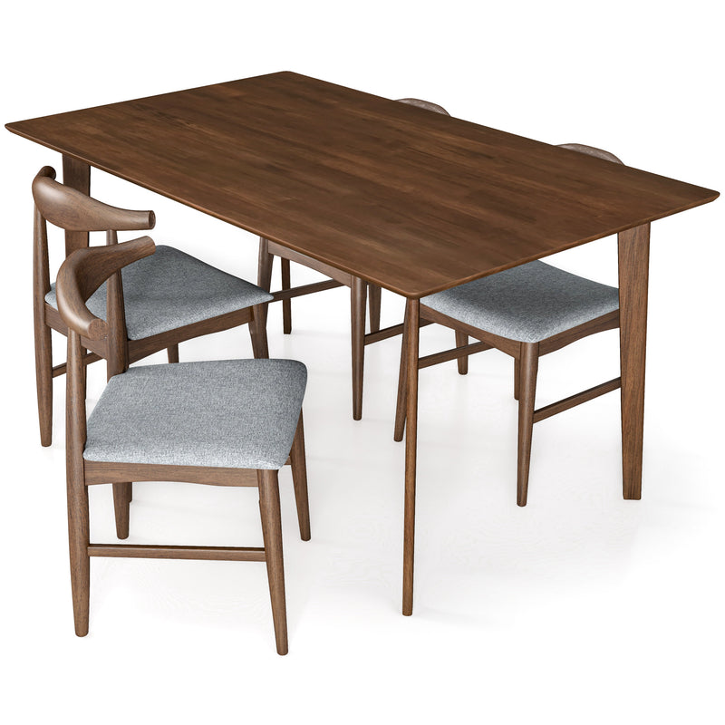 Abbott Large Walnut Dining Set - 4 Winston Gray Fabric Chairs | MidinMod | TX | Best Furniture stores in Houston