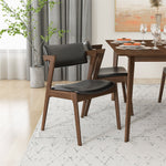 Abbott Large Walnut  Dining Set - 4 Ricco Black Leather Chairs | MidinMod | TX | Best Furniture stores in Houston