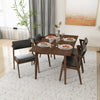 Abbott Large Walnut  Dining Set - 4 Ricco Black Leather Chairs | MidinMod | TX | Best Furniture stores in Houston