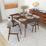 Abbott Large  Walnut Dining Set - 4 Ricco Light Gray Chairs | MidinMod | TX | Best Furniture stores in Houston