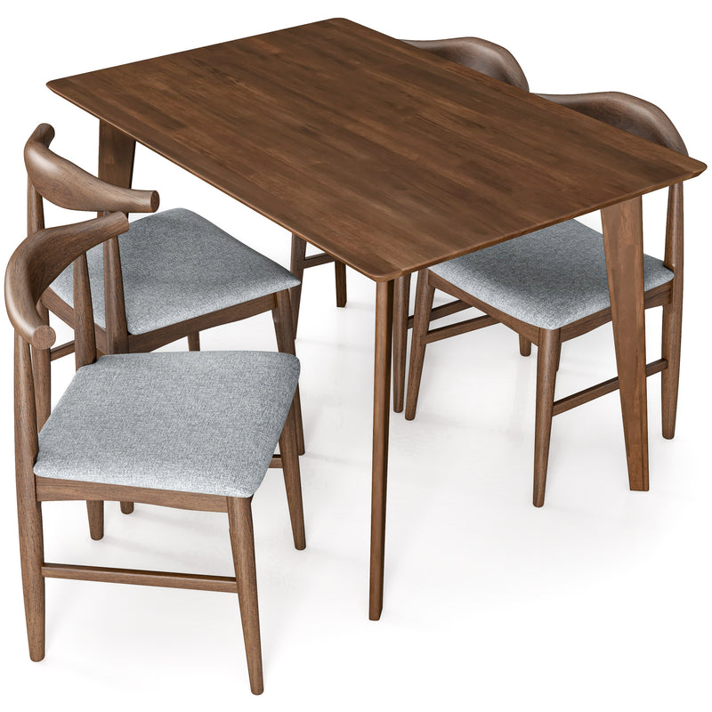 Dining Set, Abbott Small Table (Walnut) with 4 Winston Gray Fabric Chairs | Mid in Mod | Houston TX | Best Furniture stores in Houston