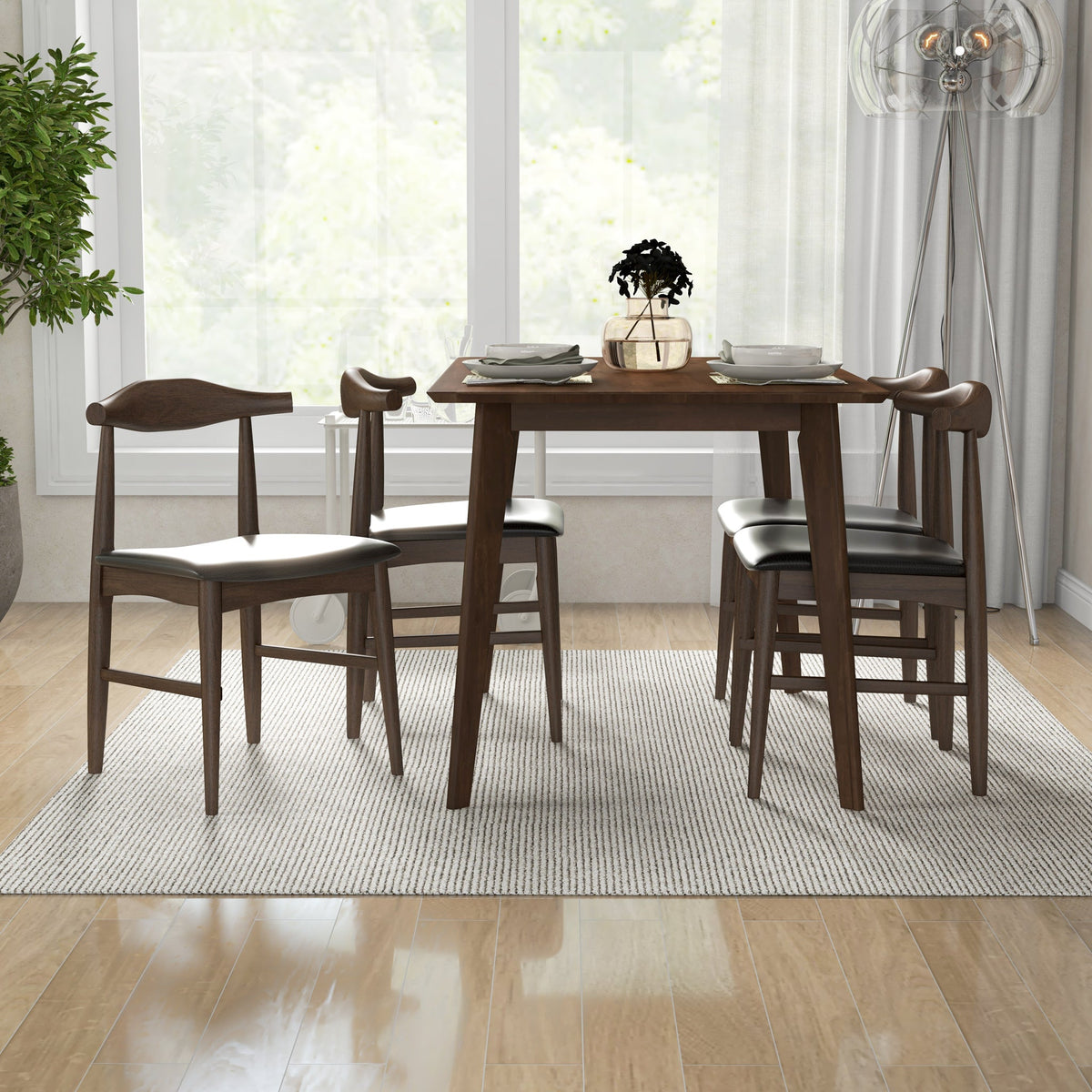 Abbott Dining Set - 4 Winston Black Leather Chairs Small | MidinMod | TX | Best Furniture stores in Houston