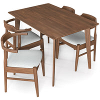 Dining Set, Abbott Small Walnut Table with 4 Zola Gray Chairs | Mid in Mod | Houston TX | Best Furniture stores in Houston