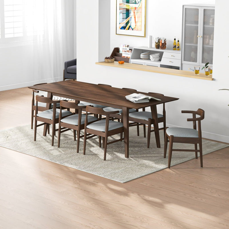 Adira XLarge Walnut Dining Set - 8 Zola Grey Chairs | MidinMod | TX | Best Furniture stores in Houston