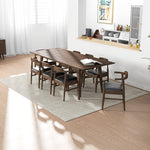 Adira XL Walnut Dining Set- 8 Zola Black Leather Chairs | MidinMod | TX | Best Furniture stores in Houston