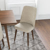Adira Large Walnut Dining Set - 6 Evette Beige Velvet Chairs | MidinMod | TX | Best Furniture stores in Houston