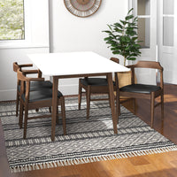 Alpine Large Dining Set - 4 Black Leather Sterling Chairs | MidinMod | TX | Best Furniture stores in Houston