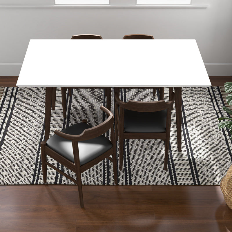 Alpine Large Dining Set - 4 Black Leather Sterling Chairs | MidinMod | TX | Best Furniture stores in Houston
