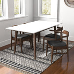 Alpine Large Dining Set - 4 Black Leather Sterling Chairs | MidinMod | TX | Best Furniture stores in Houston