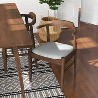 Alpine (Large - Walnut) Dining Set with 4 Sterling (Grey) Dining Chairs | Mid in Mod | Houston TX | Best Furniture stores in Houston